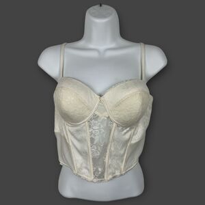 Hunter and Brown Bustier NWT L Corset Ivory Boning Lace Sexy Romantic Coquette